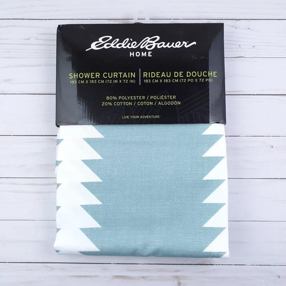 Eddie Bauer Fabric Shower Curtain 72x72 Teal Stripe